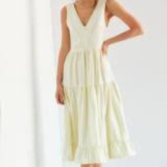 Anthropologie Dresses & Skirts - ANTHROPOLOGIE STRIPED TIERED MAXI NEUTRALS NEON GREEN WOME DRESS SIZE SMALL